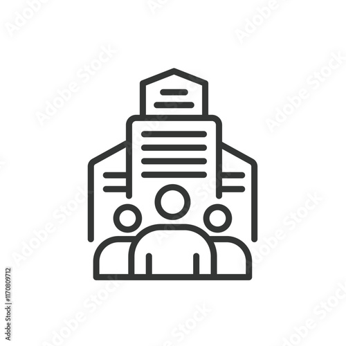 Companies, icon in line design. Companies, business, organization, corporate, enterprise, startup, firm on white background vector. Companies editable stroke icon