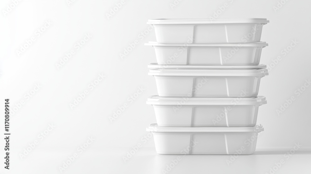 Stacked white storage containers on a clean surface. These versatile containers serve many purposes in home organization. Keep your space tidy and efficient. Generative AI Stacked white storage containers on a clean surface. These versatile containers serve many purposes in home organization. Keep your space tidy and efficient. Generative AI