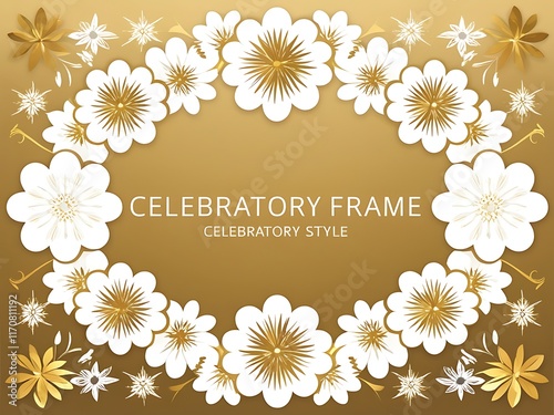 Elegant Gold and White Floral Celebratory Frame Design photo