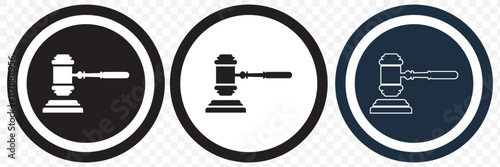 Gavel set icons. Judge gavels collection flat icon. Auction hammer icon. Gavel icon in different style. Court tribunal symbol - stock vector. eps 10.