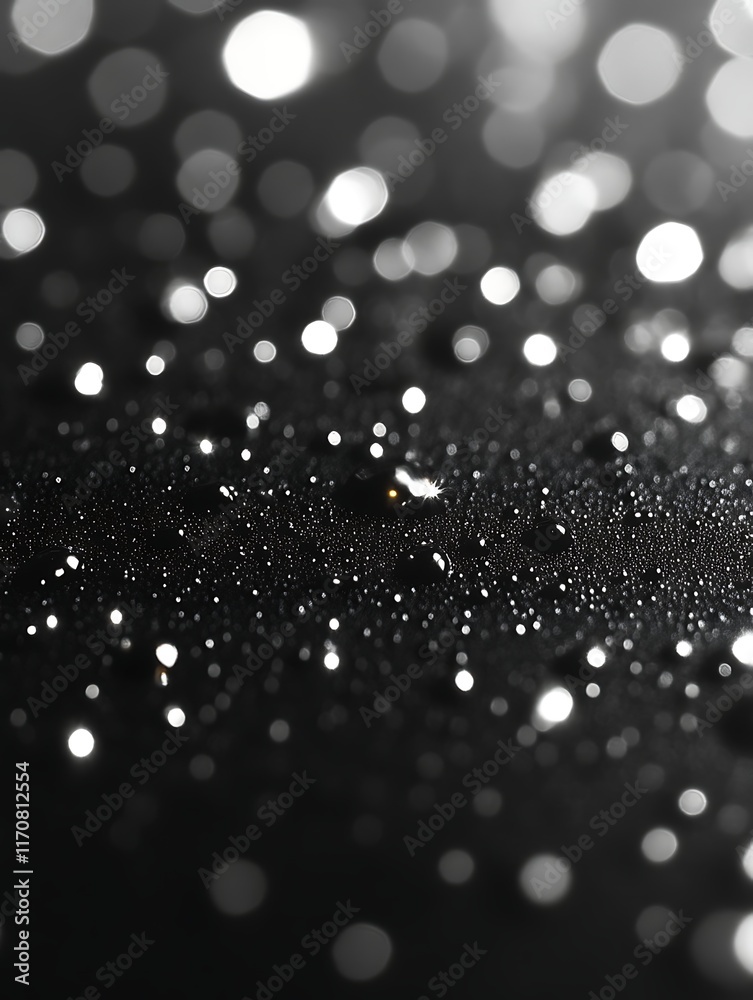 Water droplets on dark surface with bokeh. Water droplets on dark surface with bokeh.