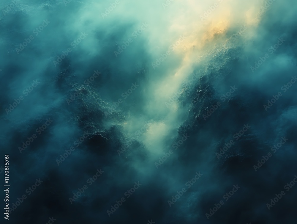Dark teal cloudscape with light breaking through. Dark teal cloudscape with light breaking through.