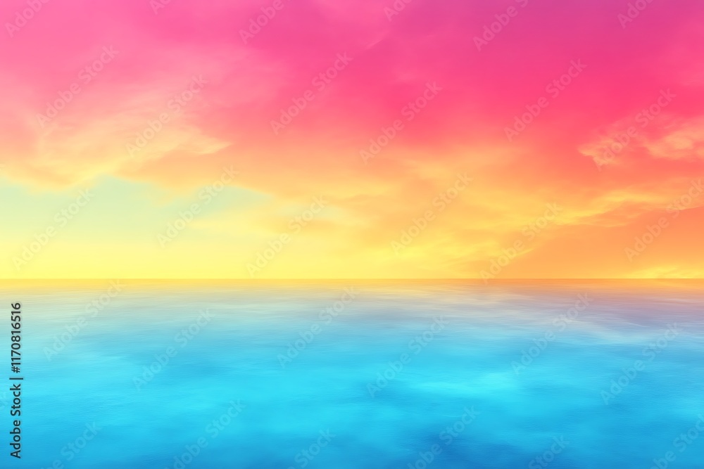 Obraz premium Vibrant pastel sunset over calm ocean.