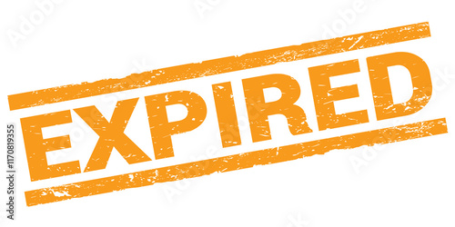 EXPIRED text on orange rectangle stamp sign.