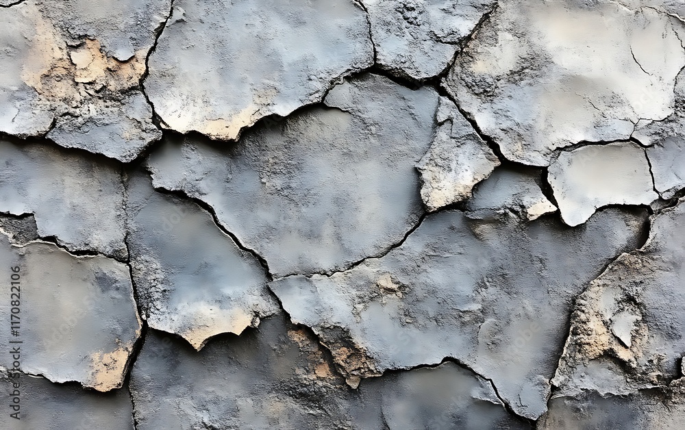 Fototapeta premium Cracked, dried, gray mud texture.