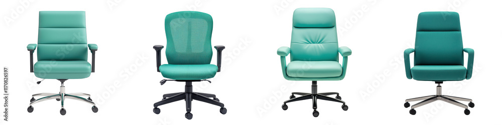 Obraz premium Stylish and Comfortable Green Ergonomic Office Chair with Adjustable Swivel and Rolling Base for Productive Workspace