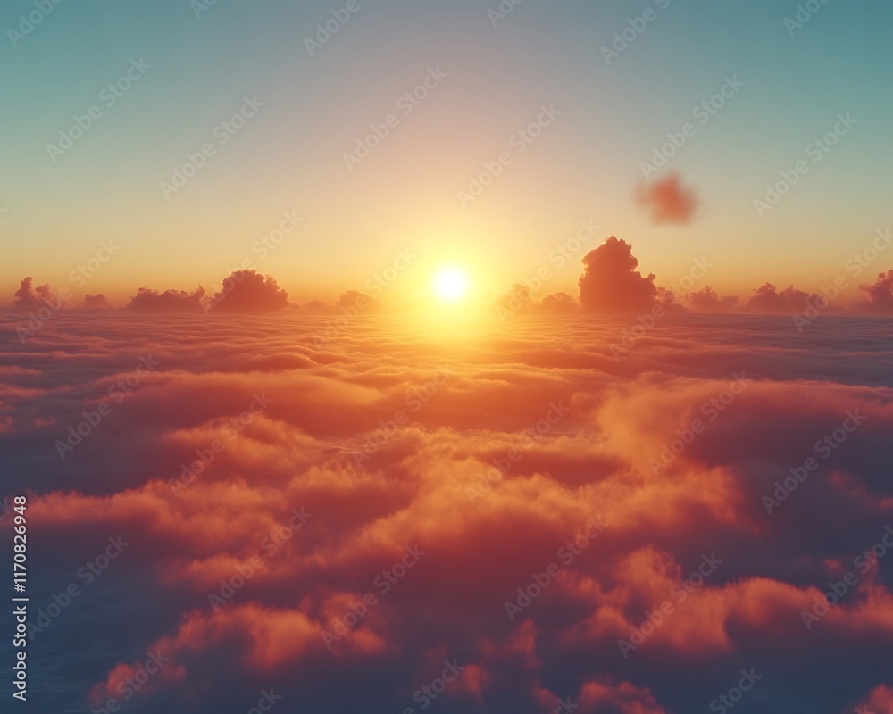 Sunset above a sea of clouds. (1)