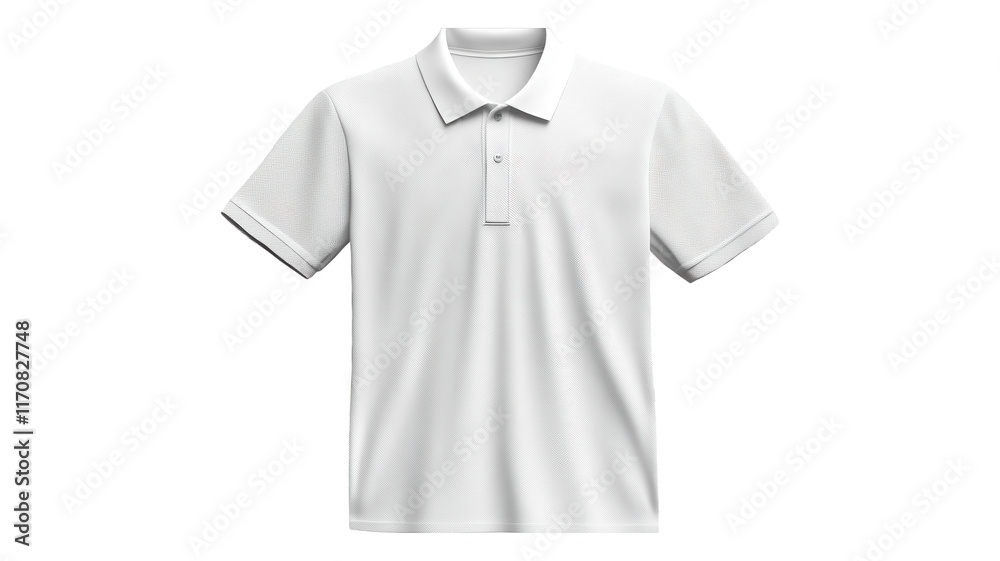 Plain white polo shirt displayed on a transparent background, emphasizing its casual style and versatile appeal for everyday wear.