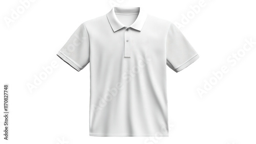 Obraz na płótnie Plain white polo shirt displayed on a transparent background, emphasizing its casual style and versatile appeal for everyday wear. w salonie