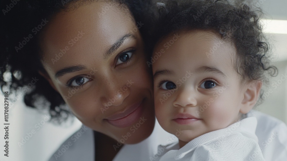 Caring Mother and Child in Soft Clinical Light Caring Mother and Child in Soft Clinical Light