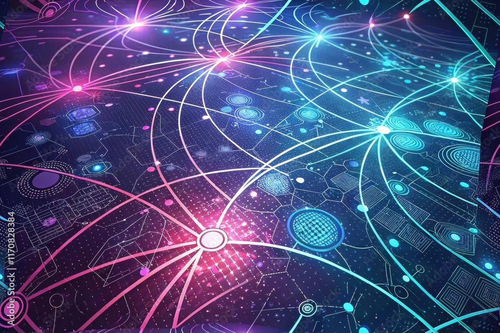 Seamless Pattern Space Neon Connected , Background, Wallpaper, Textile, Fabric. Seamless Pattern Space Neon Connected , Background, Wallpaper, Textile, Fabric.
