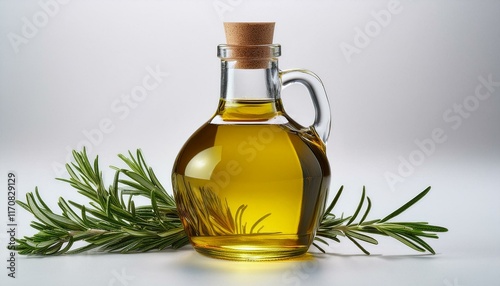 Rosemary Infused Olive Oil in Glass Carafe with Cork Stopper