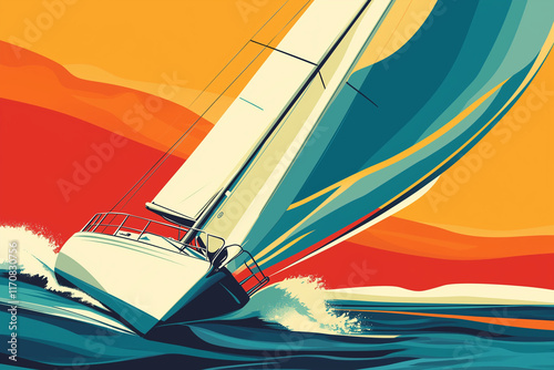 sailboat on the sea graphic design