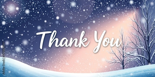 Wallpaper Mural A beautiful thank you banner glows softly against a winter backdrop, with snowflakes falling gently and a serene atmosphere perfect for expressing appreciation Torontodigital.ca
