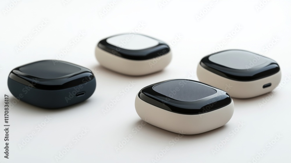 Modern Health Tracking Devices on Clean Background Modern Health Tracking Devices on Clean Background