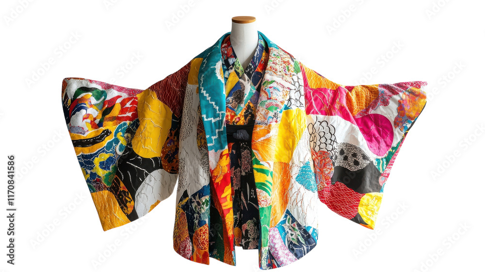 Obraz premium A Unique Kimono Featuring Vibrant Patterns Perfect for Cultural Events, Fashion Shows, and Artistic Displays.
