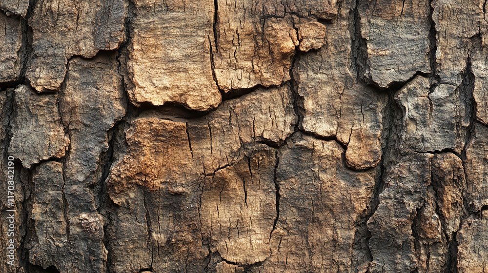 Rough tree bark texture with deep cracks and earthy tones Rough tree bark texture with deep cracks and earthy tones