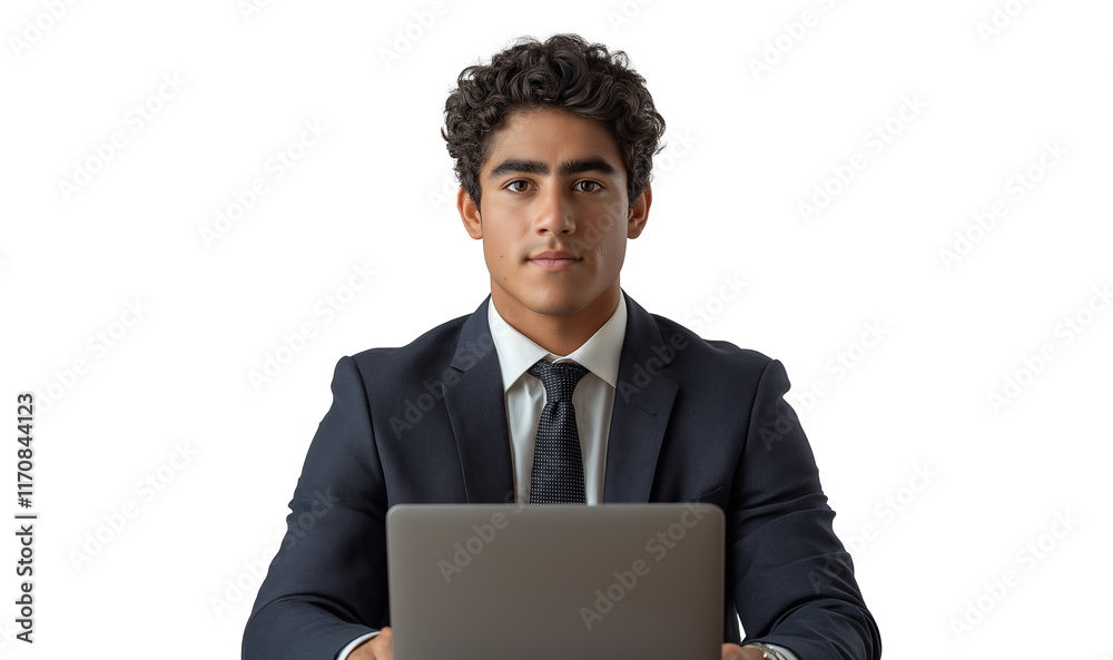 handsome businessman in formal wear using laptop handsome businessman in formal wear using laptop
