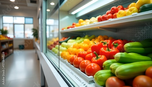 shopping cart in the supermarket. supermarket selling fruit and vegetables