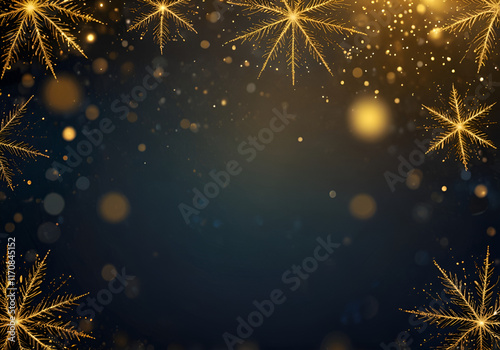 Christmas and New Year banner with gold stars elements