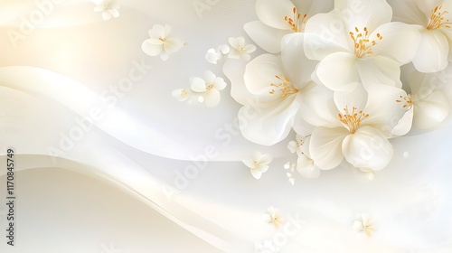 Elegant White Flowers on a Soft Cream Background