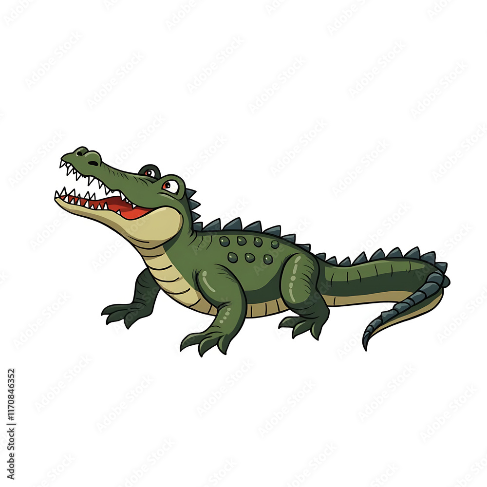 Obraz premium Friendly Cartoon Crocodile Character with a Big Smile and Playful Attitude in Bright Colors