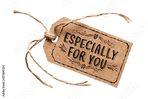 A rustic gift tag that reads 
