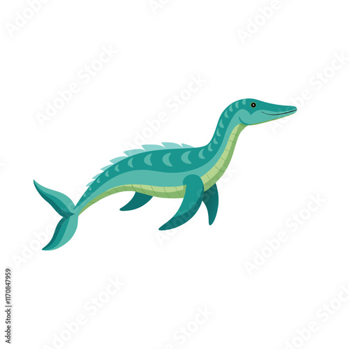 Dakosaurus under water animal isolated flat vector illustration on white background