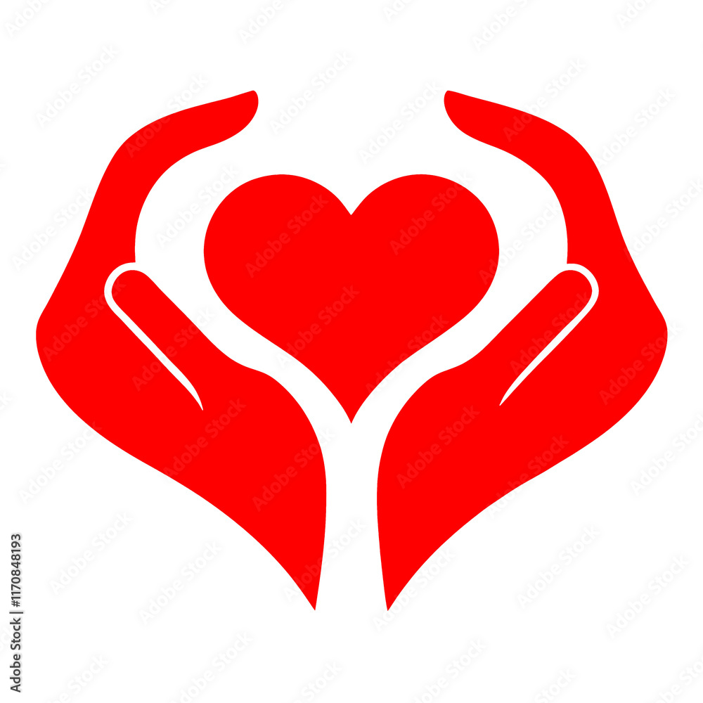 Illustration of Hands Holding a Heart Icon on Transparent Background Illustration of Hands Holding a Heart Icon on Transparent Background