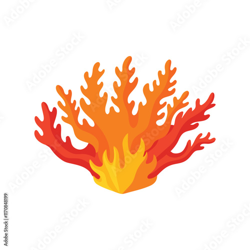 Fire Coral under water animal isolated flat vector illustration on white background.