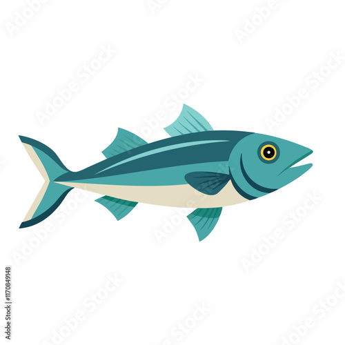  Hake under water isolated flat vector illustration on white background
