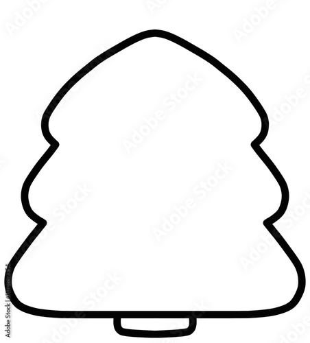 Christmas tree outline illustration transparent on background.