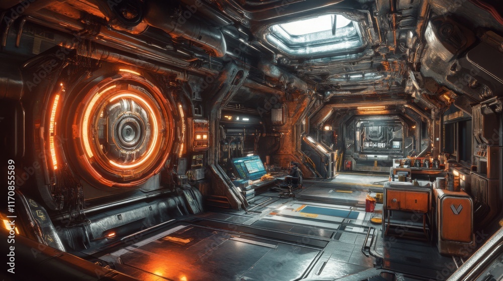 Fototapeta premium Futuristic Engineering Environment with Bright Lighting