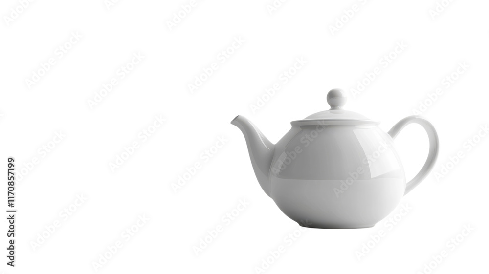 Elegant White Teapot Displayed on a Milky White Background Perfect for Kitchen Decor and Culinary Arts Promotion. Elegant White Teapot Displayed on a Milky White Background Perfect for Kitchen Decor and Culinary Arts Promotion.