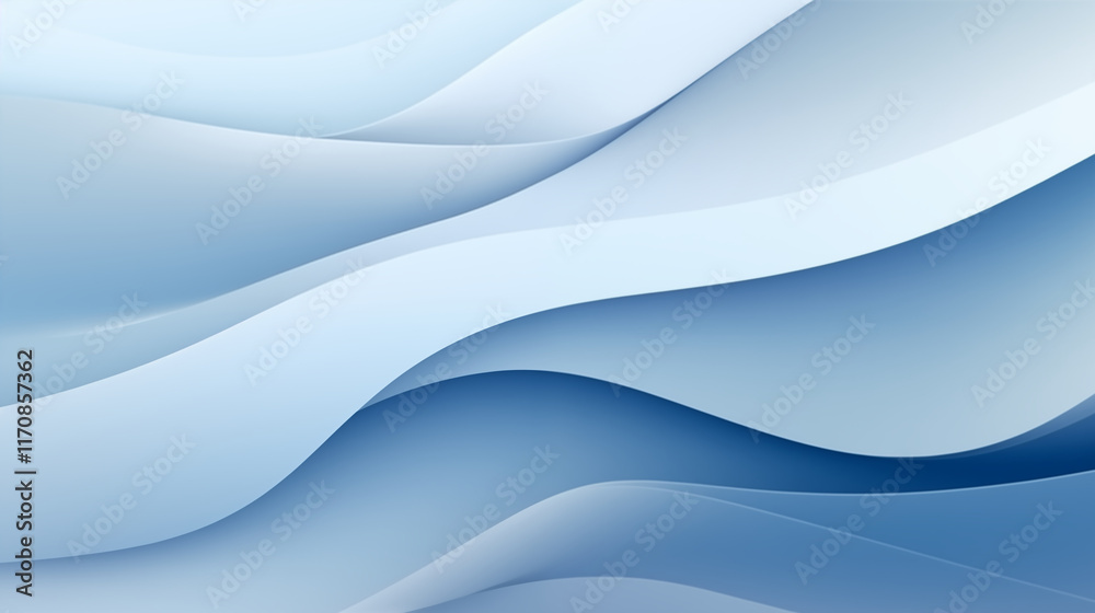 Fototapeta premium An abstract and minimalist design featuring a wavy background in cool blue tones.
