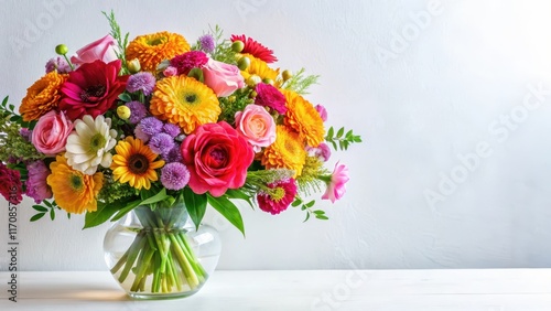 Wallpaper Mural Vibrant floral arrangement set against a soft white backdrop Torontodigital.ca