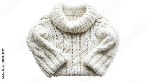 Stylish White Wool Sweater with Chunky Knit for Cozy Winter Fashion and Trendy Outfit Ideas. photo