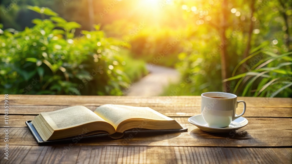 Morning Bible Study on Wooden Table , reflection, morning routine,  reflection, morning routine, calmness