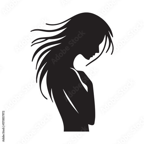 Upset Woman vector silhouette SH