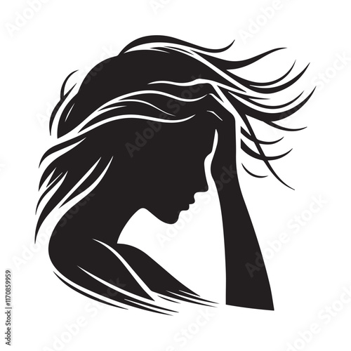 Upset Woman vector silhouette SH