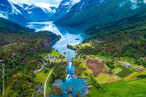 Fototapeta Naklejka Na Ścianę i Meble -  Beautiful Nature Norway aerial photography.