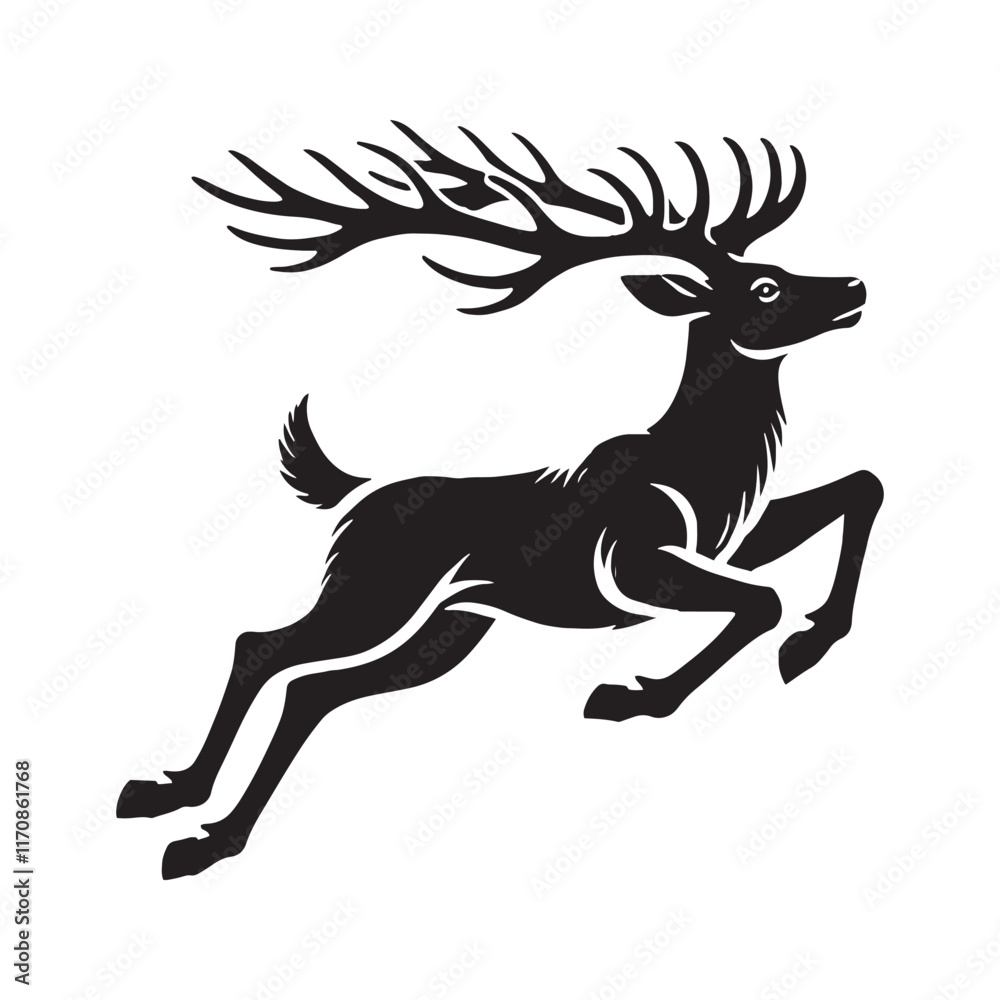 Obraz premium Creative reindeer silhouette for artistic digital use - Reindeer illustration - minimallest reindeer vector 