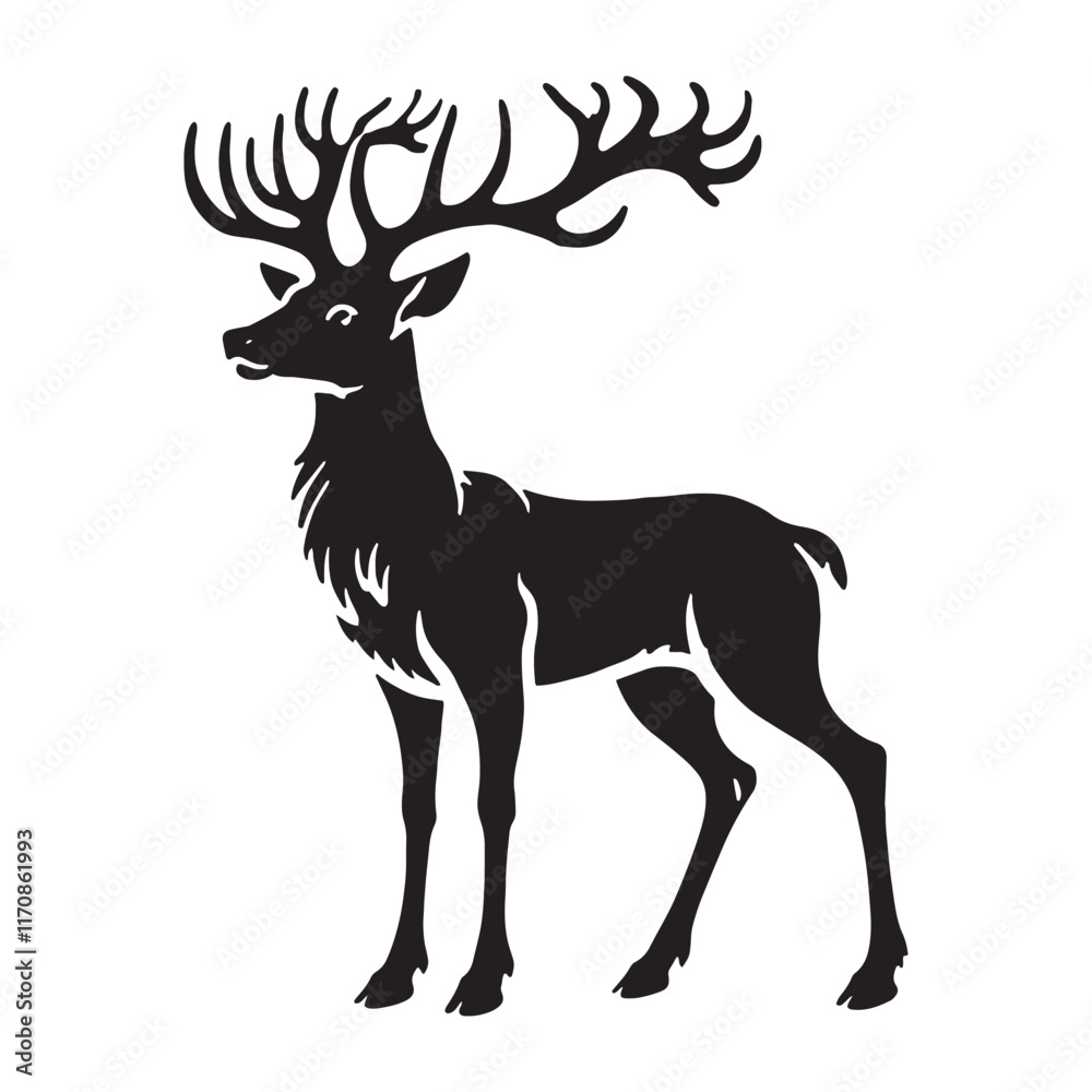 Obraz premium Bold reindeer silhouette for creative design applications - Reindeer illustration - minimallest reindeer vector 