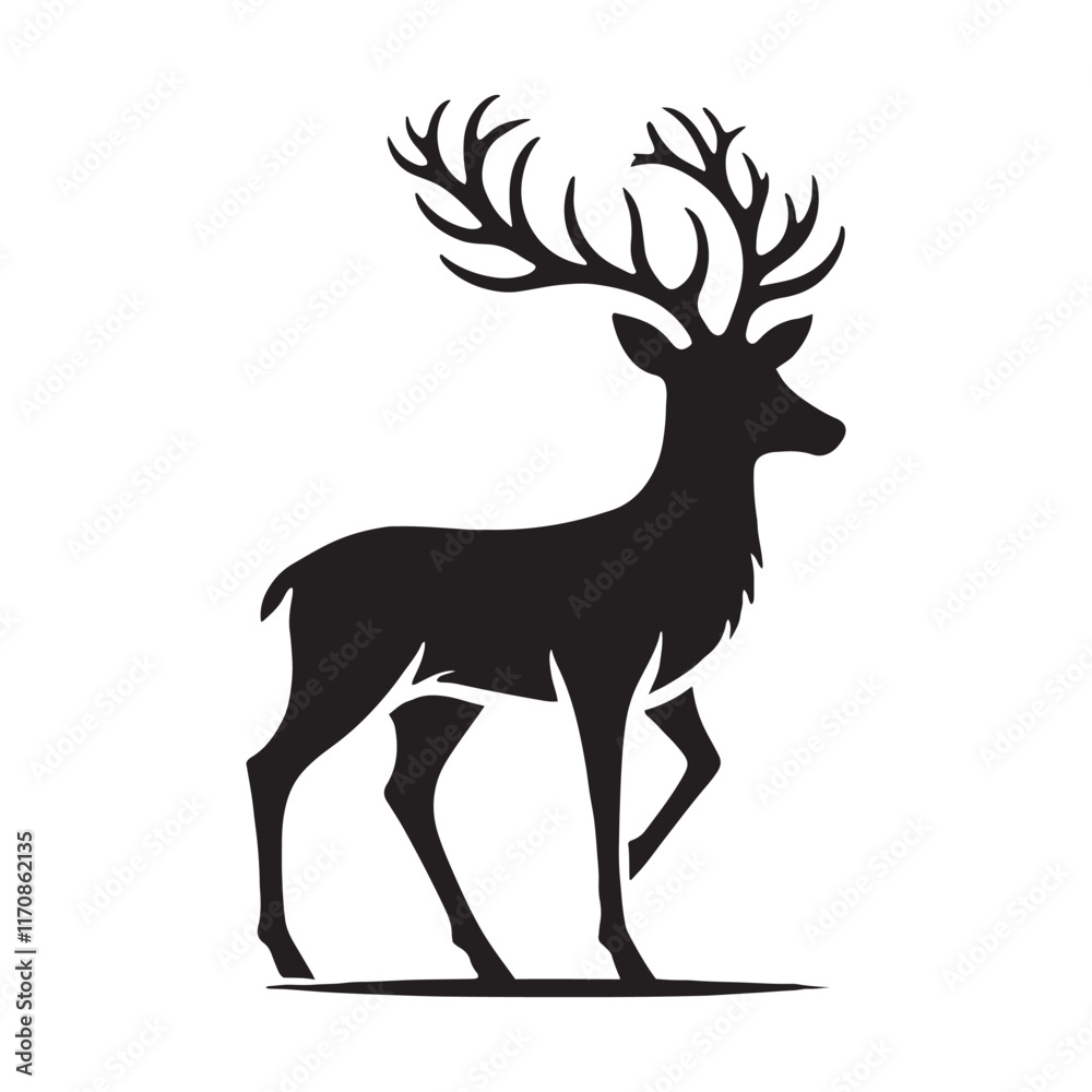 Obraz premium Simplified reindeer silhouette for artistic digital designs - Reindeer illustration - minimallest reindeer vector 