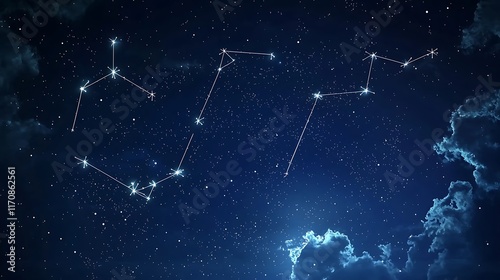 A starry sky with a constellation of the Big Dipper