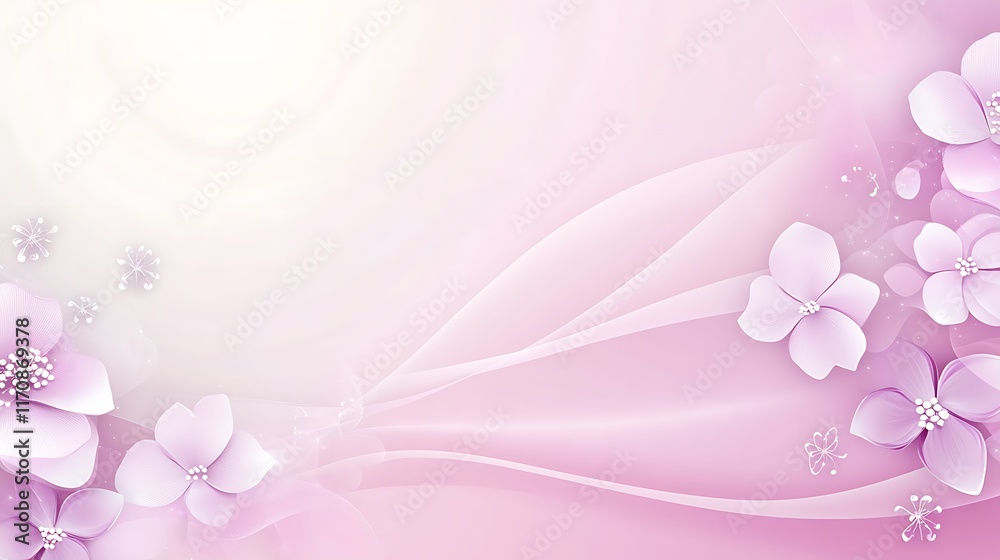 Delicate Pink Flowers and Flowing Abstract Background Delicate Pink Flowers and Flowing Abstract Background
