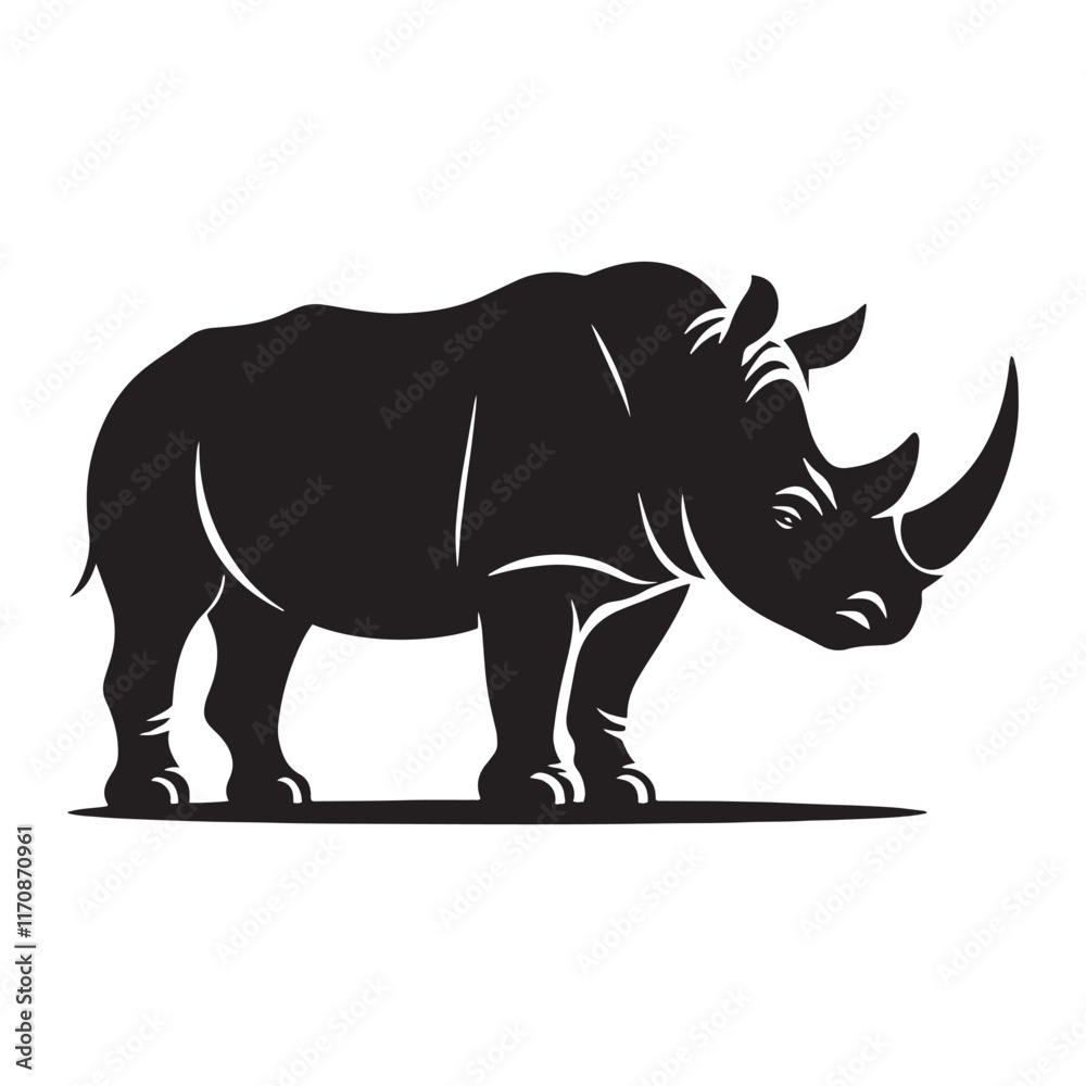 Obraz premium Stylish rhino silhouette for digital creative projects - Rhino illustration - minimallest rhino vector 
