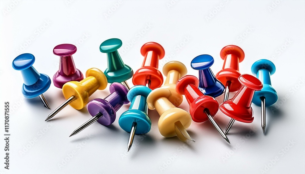 Colorful Thumbtacks: A Vibrant Still Life Colorful Thumbtacks: A Vibrant Still Life
