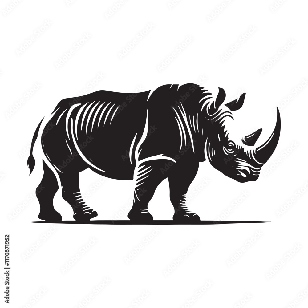 Fototapeta premium Rhino silhouette for creative digital projects - Rhino black vector 