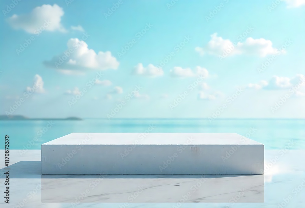 Fototapeta premium Tropical Ocean Platform: Beach Product Display Background